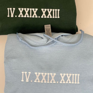 Custom Roman Numeral Embroidered Hoodie - mymatchhoodie