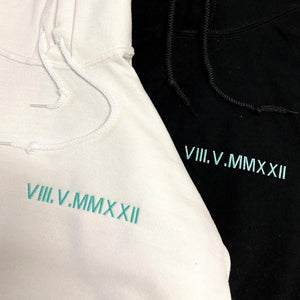 Custom Anniversary Date Embroidered Roman Numeral Matching Couple Shirt Crewneck Sweatshirt - mymatchhoodie