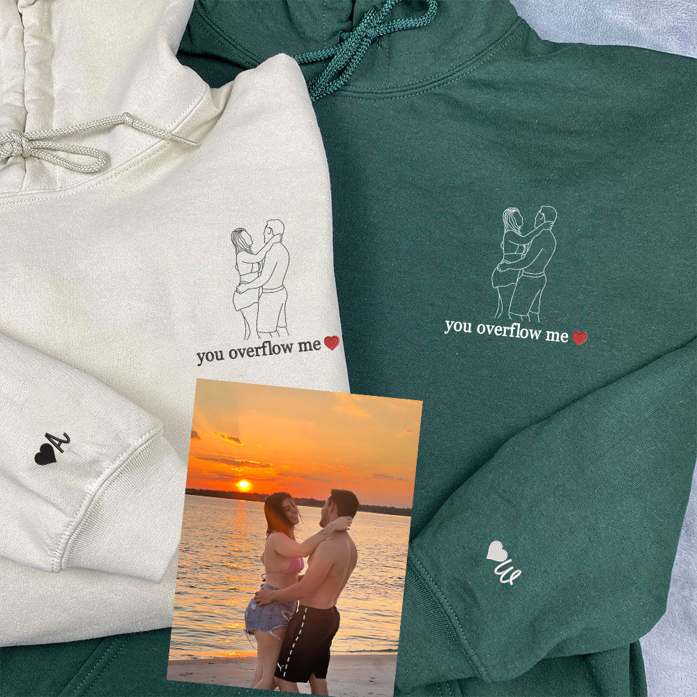 Custom Embroidered Portrait from Photo Sweatshirt, Couple Sweatshirts, Couples Portrait, Custom Photo Hoodie, Personalized Gift For Couple - mymatchhoodie