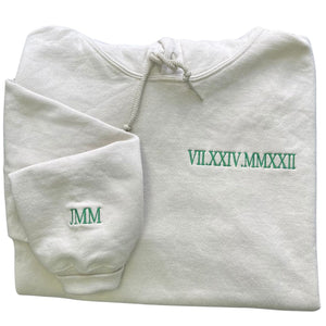 Custom Roman Numeral Embroidered Hoodie - mymatchhoodie