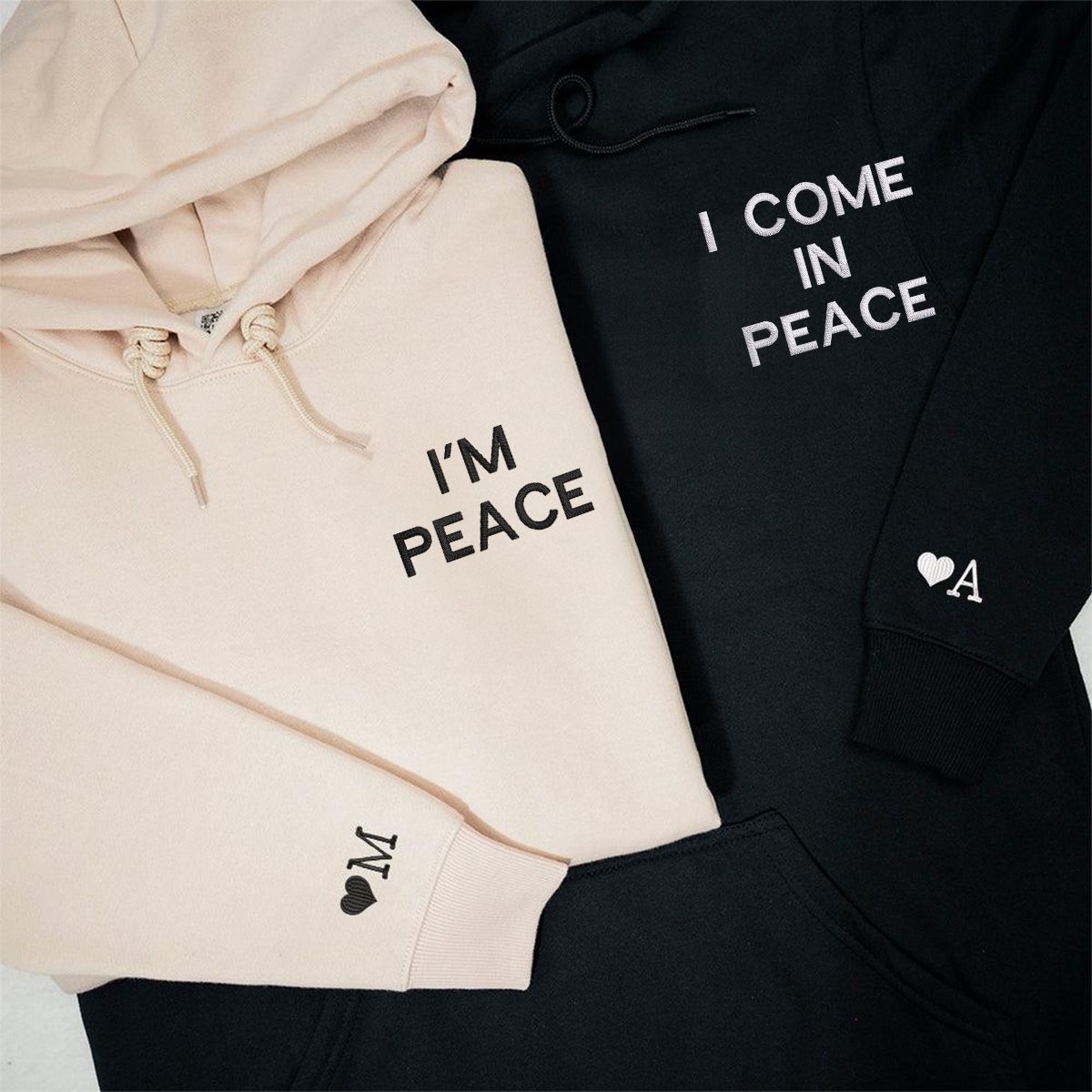 Custom I Come In Peace Hoodie, Matching Embroidered Hoodie for Couple - mymatchhoodie